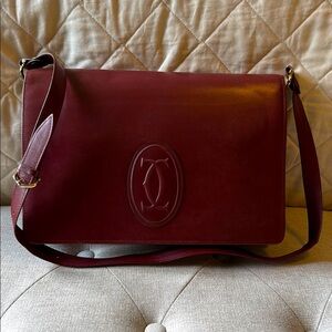 Cartier Bordeaux Leather Shoulder Bag Les Must de Cartier